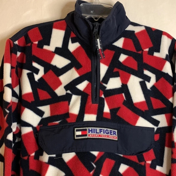 Tommy Hilfiger Tommy Jeans Sport Tech Denim Men's Cozy Rare 1/4 zip Fleece - Picture 2 of 15